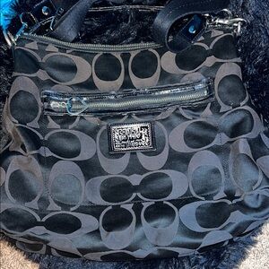 Coach Black and Gray Signature Shoulder Bag